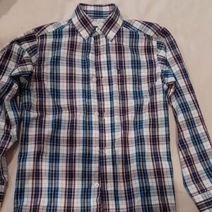Boys Izod Plaid Shirt - Blue and Red - M 10/12